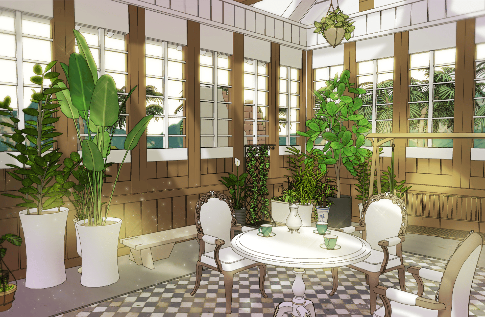 an indoor glass greenhouse