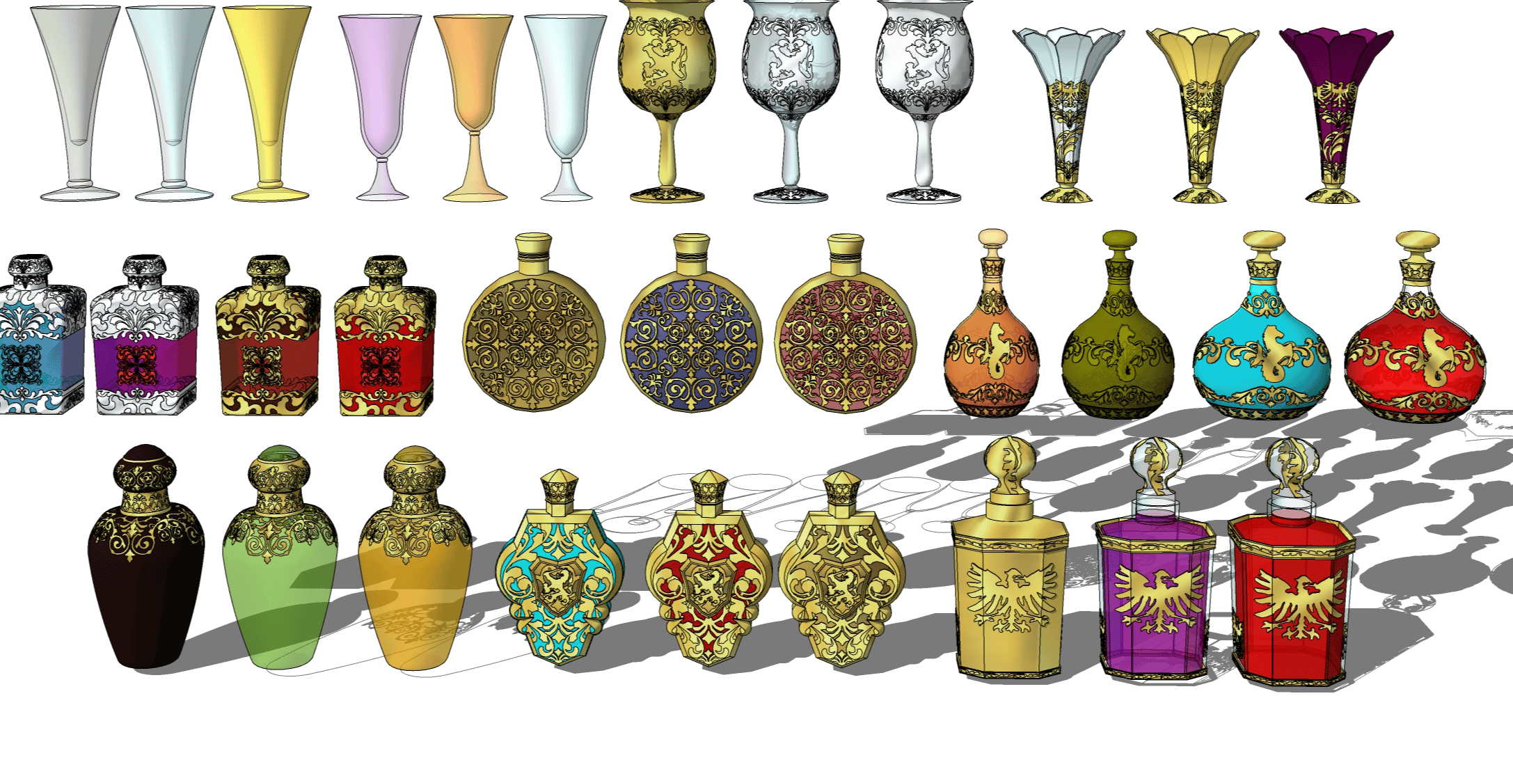 Bottle, glass setpotion