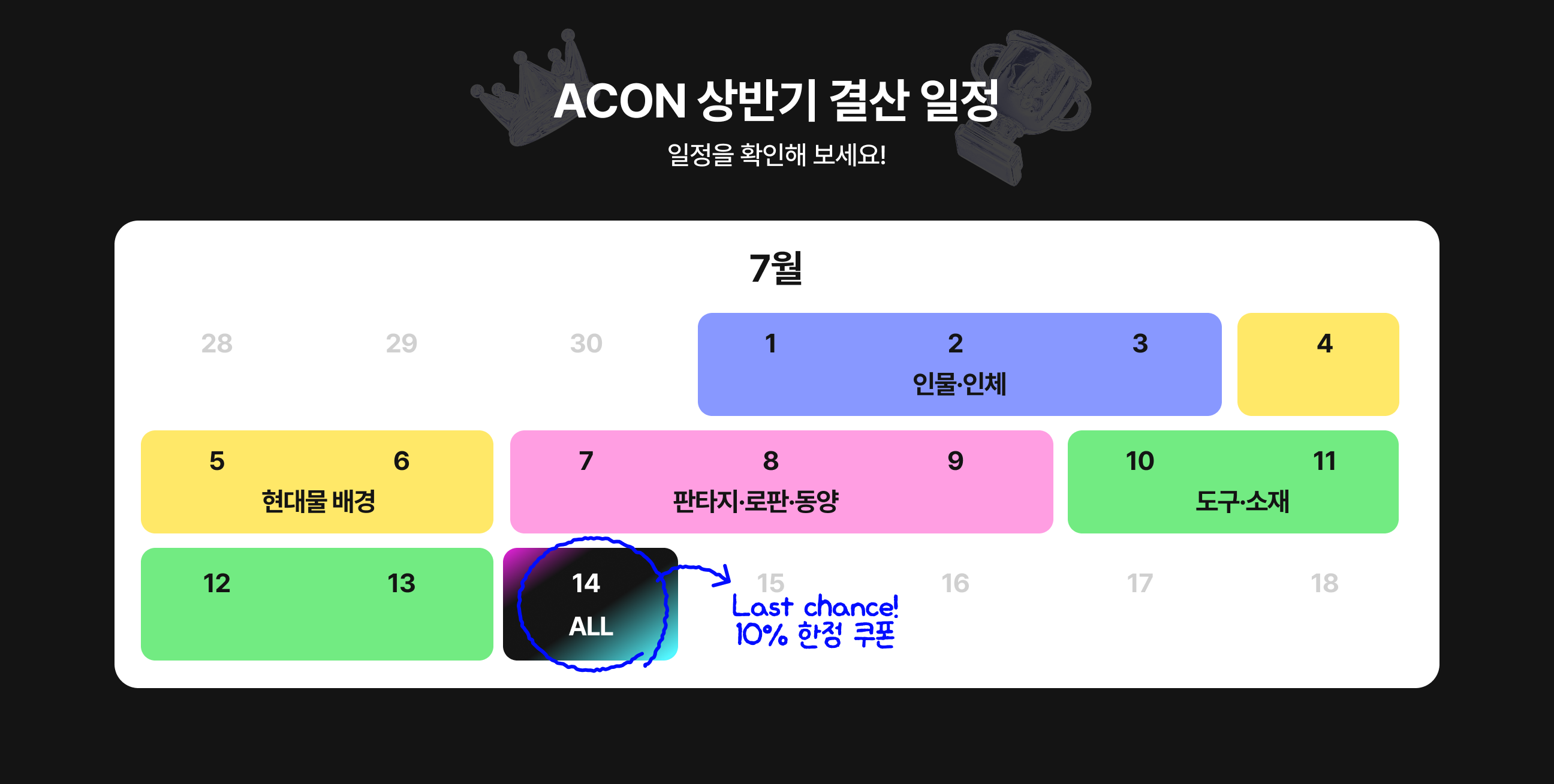 ACON 상반기 결산 일정